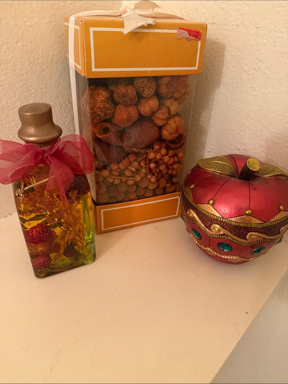 Decorative Pink and Gold Apple Trinket Box - Home Holiday